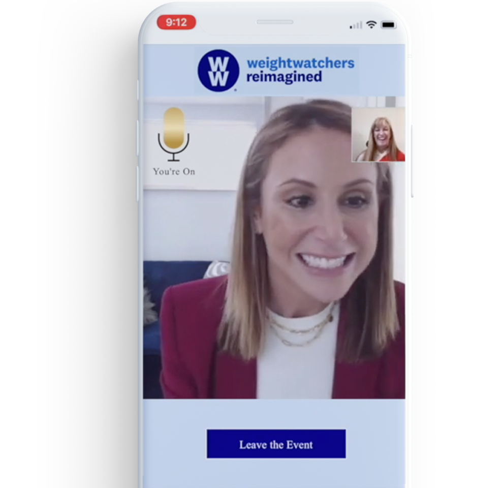 Weight Watchers virtual event on taking place on mobile